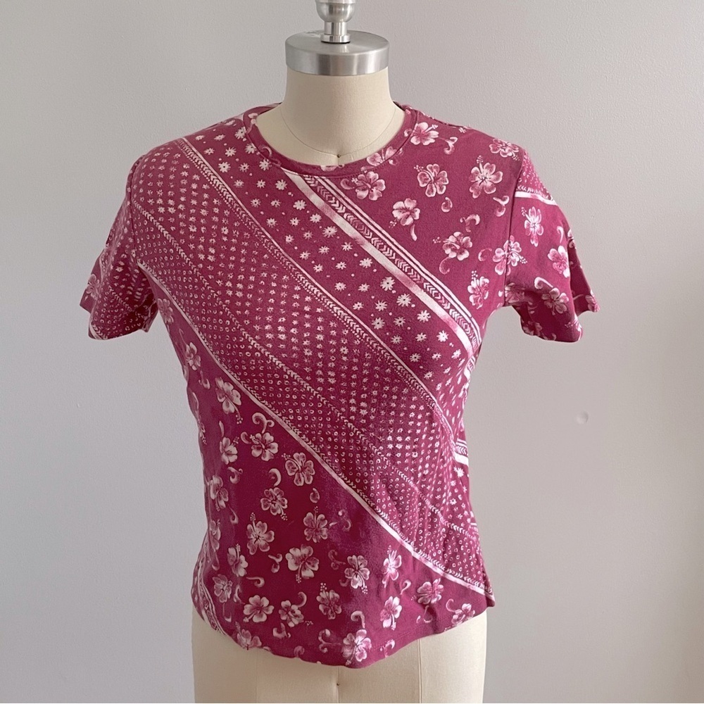 White Stag Vintage 1990s Coconut Girl Floral Top- Pink- Size Medium - Picture 1 of 4